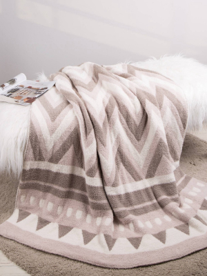 60" X 50" Knitted Polyester Geometric Pattern Feather Yarn Throw Blanket - Glitzhome