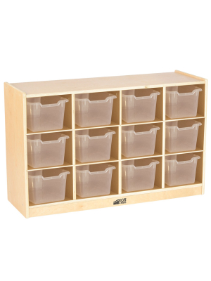 Ecr4kids 12 Cubby School Storage Cabinet - Rolling Cabinet With 10 Clear Bins