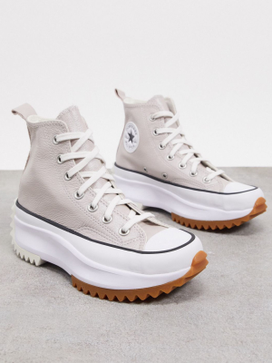 Converse Run Star Hike Hi Leather Sneakers In Silver