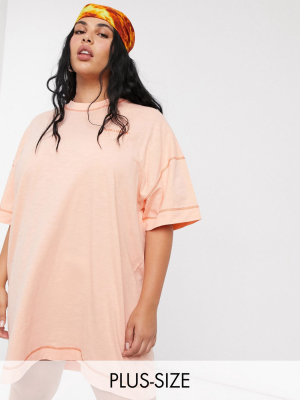 Collusion Plus Exclusive T-shirt Dress In Peach