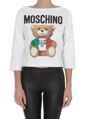 Moschino Teddy Print Crop Top