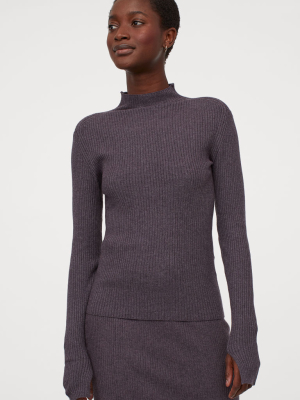 Ribbed Mock-turtleneck Sweater