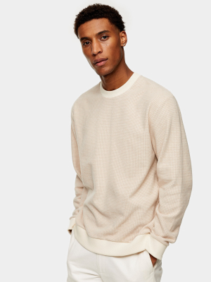 Stone Micro Houndstooth Sweatshirt