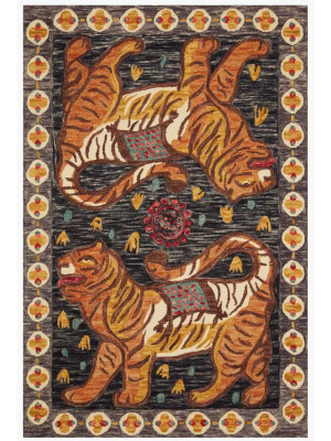 Loloi Rug Tigress Tig-02, Charcoal/tangerine