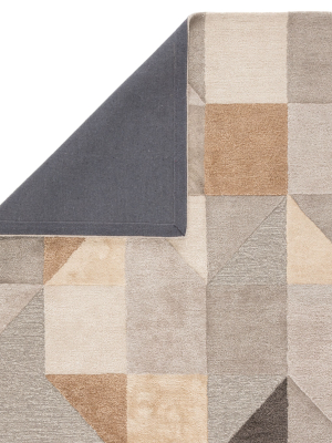 Penta Handmade Geometric Gray & Gold Area Rug