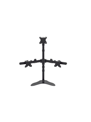 Monoprice Triple Monitor Pyramid Free Standing Desk Mount For 15-30in Monitors | Rotate 360°, Swivel ±60°, Tilt ±12°