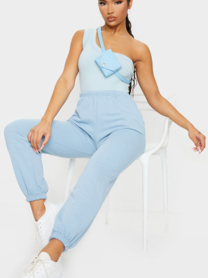 Dusty Blue Basic Cuffed Hem Jogger