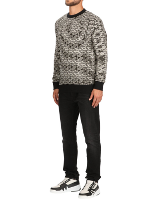 Balmain Monogram Pattern Crewneck Sweatshirt