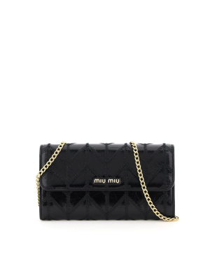 Mini Miu Patchwork Motif Chain Wallet