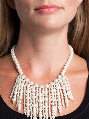 Single Strand White Pearl Drops Necklace