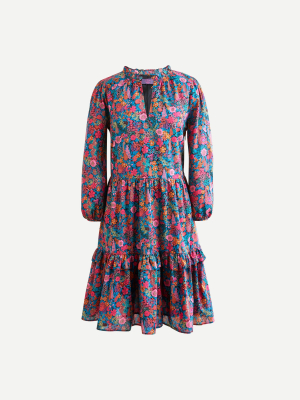 Petite Ruffleneck Tiered Popover Dress In Liberty® Ciara Print