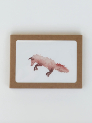 Boxed Set Of 6 Cards - Watercolor Fox In Winter