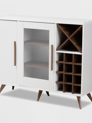 Pietro Finished Wine Cabinet White/brown - Baxtonstudio