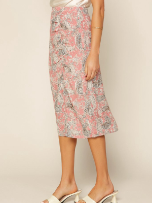 Pink Paisley Ruched Skirt