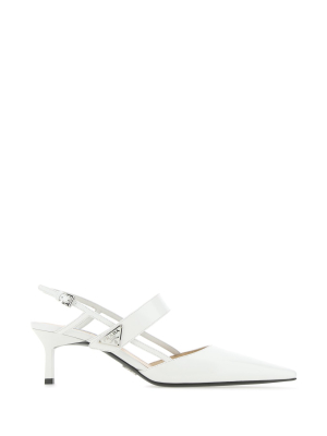 Prada Logo Plaque Slingback Pumps