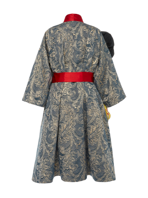 Exclusive Belted Floral-appliquéd Silk-brocade Coat