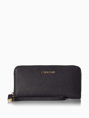 Saffiano Leather Zip Continental Wallet