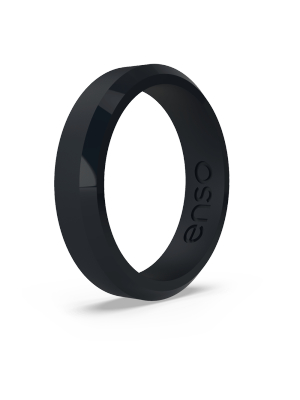 Bevel Thin Silicone Ring - Obsidian