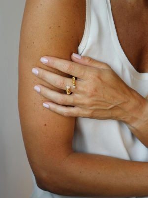 Twisted Wire Pearl Ring