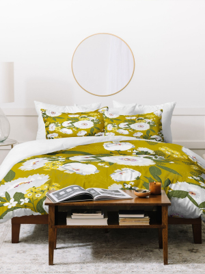 Eta Abolina Fleurette Midday Duvet Set - Deny Designs