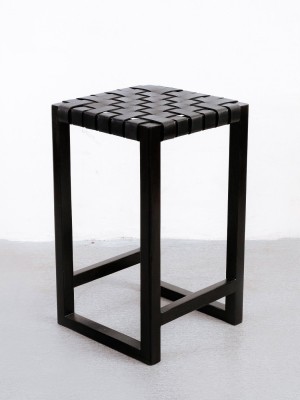Cahyo Woven Leather Square Counter Stool