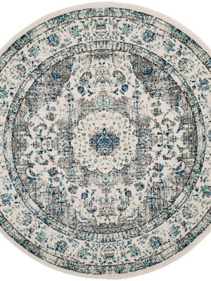 Evoke Medallion Gray/ivory Round Rug