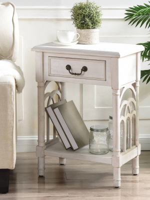 1 Drawer Side Table Distressed White - Stylecraft