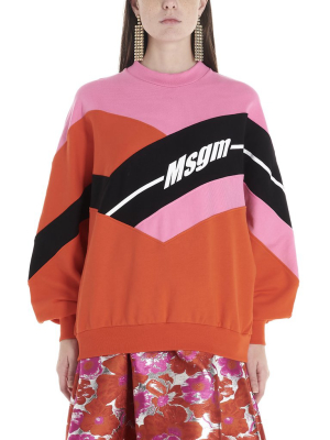 Msgm Colour-block Logo Sweatshirt