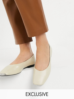 Asra Exclusive Fleur Flat Shoes With Toe Cap In Bone Leather