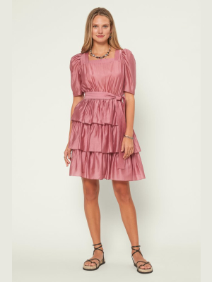 Tiered Puff Sleeve Dress