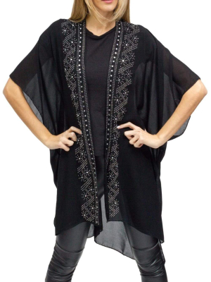 Rhinestone Border Large Zigzag Kimono