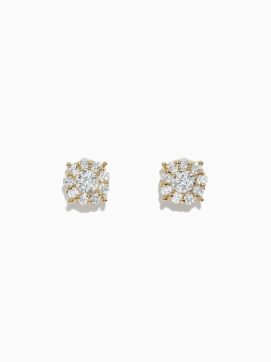 Effy Bouquet 14k Yellow Gold Diamond Cluster Earrings, 0.93 Tcw