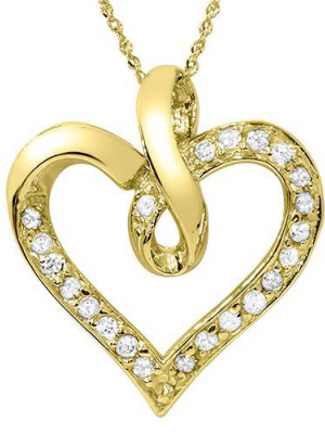 Pompeii3 14k Yellow Gold 1/4ct Diamond Heart Pendant