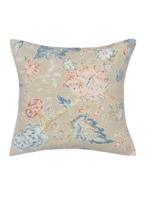 The Beige Summerdale Floral Square Throw Pillow