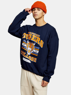 Navy Memphis Tiger Print Sweatshirt