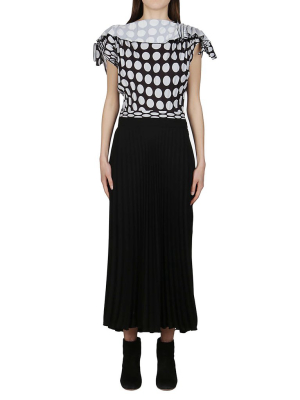 Mm6 Maison Margiela Polka Dot Pleated Midi Dress