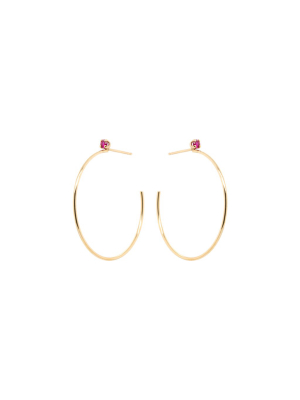 14k Medium Prong Ruby Hoops