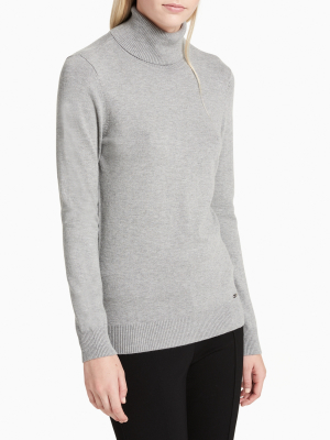 Solid Ribbed Turtleneck Sweater