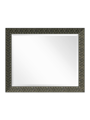 33" X 27" Intaglio Embossed Black Framed Wall Mirror - Amanti Art