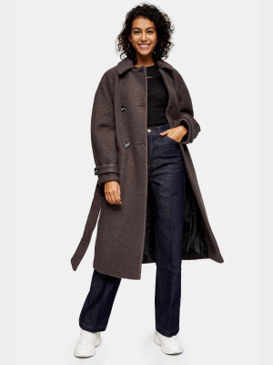 Charcoal Gray Boucle Trench
