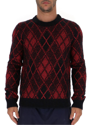 Saint Laurent Burlington Argyle Knitted Sweater