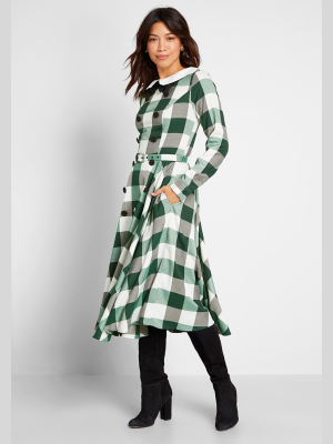 All Checked Out Midi Dress