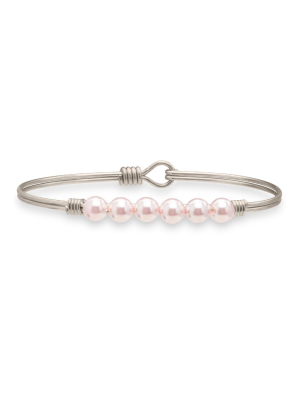 Crystal Pearl Bangle Bracelet In Baby Pink