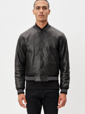 Leather Stadium Jacket / Black