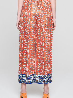 Silk Printed Wide Leg Pants