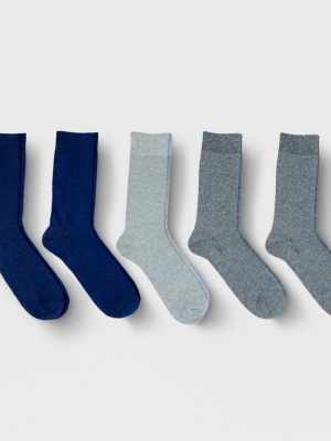 Men's Flat Knit Dress Socks 5pk - Goodfellow & Co™ Blue 10-13