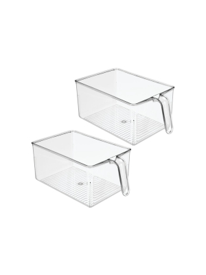 Mdesign Kitchen Pantry Cabinet Refrigerator Storage Bin - 2 Pack, Clear