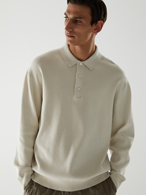 Knitted Long-sleeve Polo Shirt