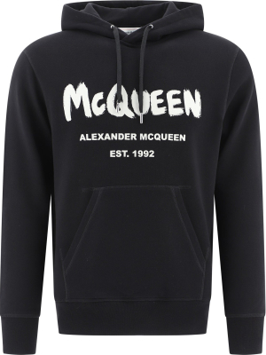 Alexander Mcqueen Graffiti Logo Print Hoodie