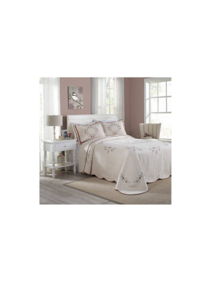 Modern Heirloom Angela Bedspread Ivory/pink